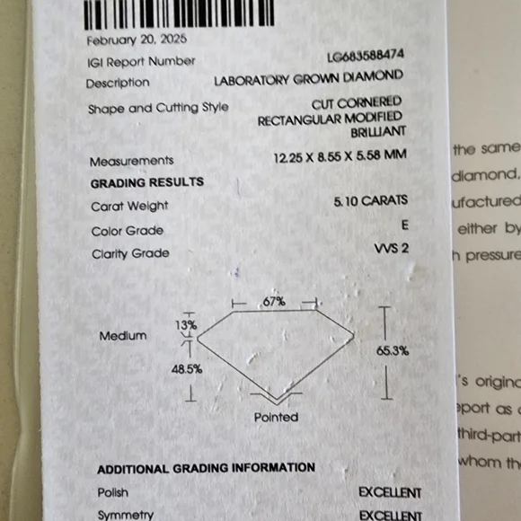 9.02 Total CT Lab Grown Platinum Engagement Ring  IGI Size 6 - Picture 13 of 16